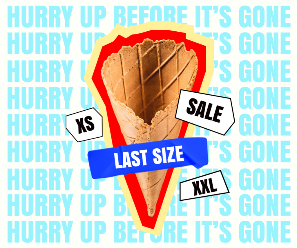 Funny illustration of Waffle Cone without Ice Cream Medium Rectangle Design Template