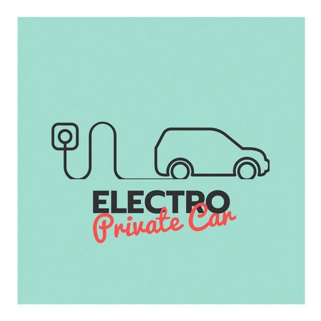 Emblem with Electric Car on Charging Station Logo 1080x1080px – шаблон для дизайну