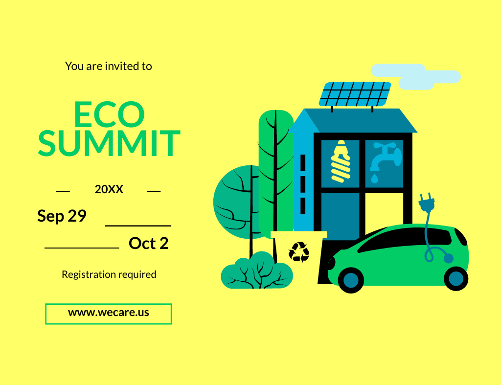 Eco Summit Concept With Sustainable Technologies Invitation 13.9x10.7cm Horizontal Tasarım Şablonu