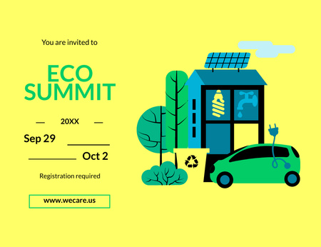 Eco Summit Concept With Sustainable Technologies Invitation 13.9x10.7cm Horizontal Design Template