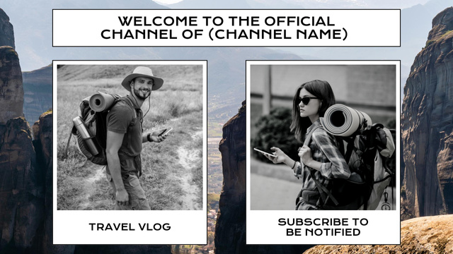Modèle de visuel Travel Blog Promotion with Collage of Tourists - Youtube Thumbnail