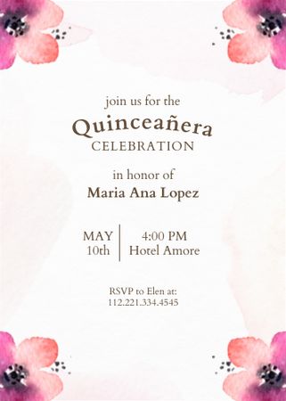 Platilla de diseño Celebration Invitation Quinceañera Invitation