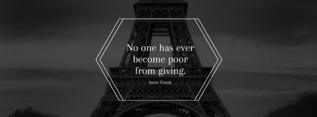 Ontwerpsjabloon van Facebook cover van Citation about volunteer work with Eiffel Tower