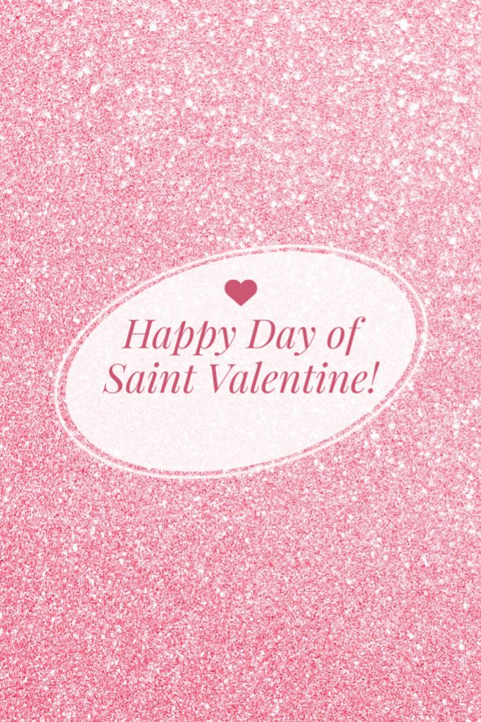 St Valentine's Day Greetings In Bright Pink Glitter Postcard 4x6in Vertical Modelo de Design