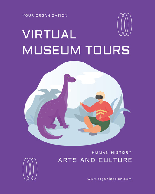 Art and Culture Virtual Museum Tour Announcement with Dinosaur Poster 16x20in Tasarım Şablonu