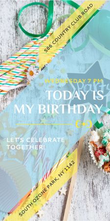 Birthday Party Invitation Bows and Ribbons Graphic Modelo de Design