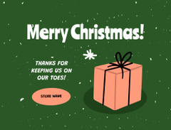 Christmas Holiday Greeting with Gift on Green