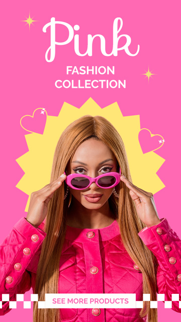 Pink Fashion Collection Promotion Instagram Story Modelo de Design