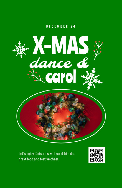 Announcement of Christmas Party with Carol Invitation 5.5x8.5in – шаблон для дизайна