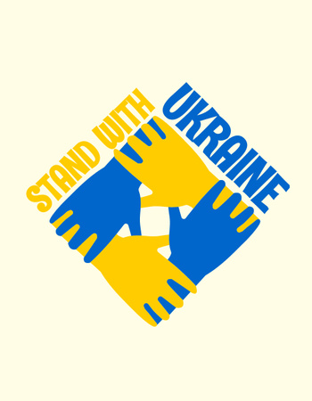 Hands colored in Ukrainian Flag Colors T-Shirt Design Template