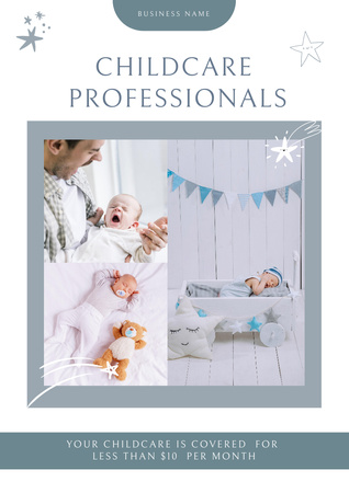 Childcare Nannies Services Promotion In White Poster A3 Design Template