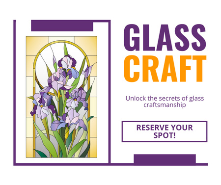 Template di design Annuncio webinar sull'artigianato del vetro con vetrata colorata Facebook