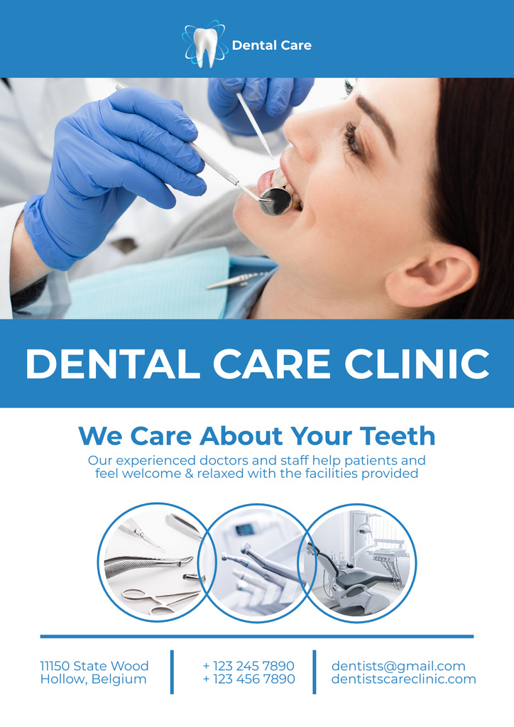Woman in Dental Care Clinic Posterデザインテンプレート