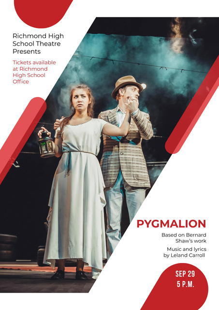 Theatre Invitation with Actors in Pygmalion Performance Poster Modelo de Design