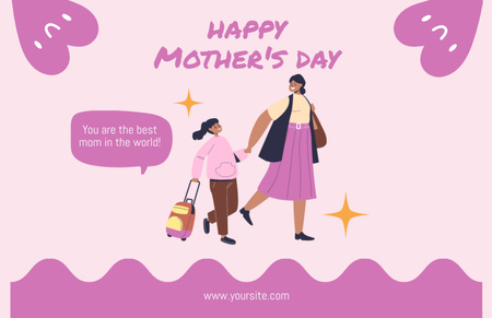 Modèle de visuel Mom with Daughter Celebrating Mother's Day Together - Thank You Card 5.5x8.5in