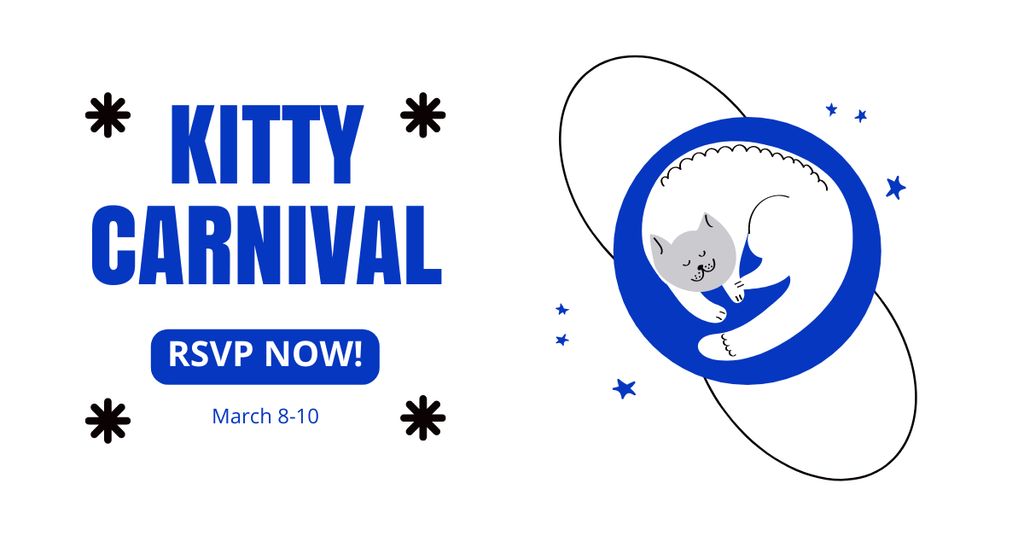 Plantilla de diseño de Cats Expo Announcement on White and Blue LAyout Facebook AD 