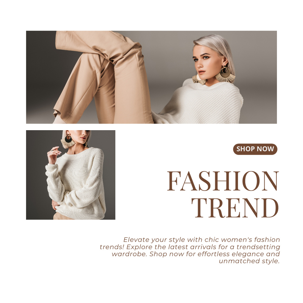 Designvorlage New Fashion Trend Ad with Stylish Blonde für Instagram