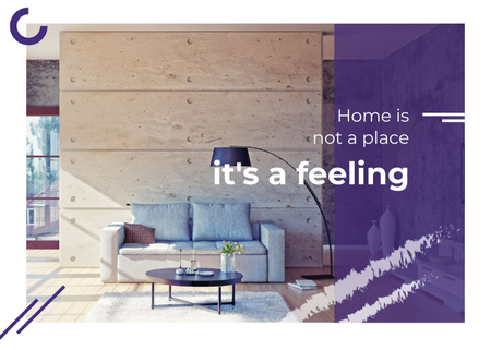 Platilla de diseño Real Estate Ad with Cozy Interior in Light Colours Postcard 5x7in