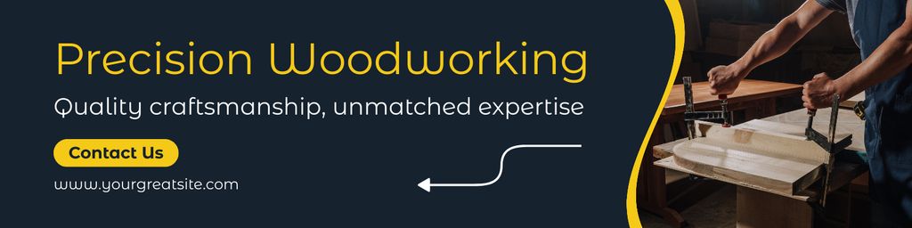 Modèle de visuel Woodworking Pieces with Man working in Workshop - Twitter