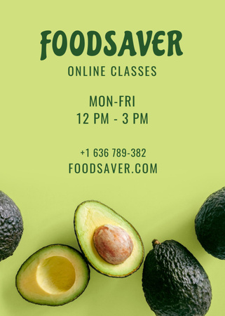 Healthy Nutrition Classes Announcement With Avocados In Green Invitation Design Template