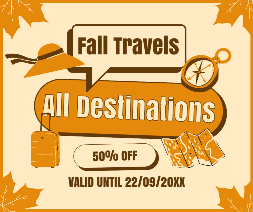 Discount on Autumn Tourist Trips Facebook Design Template