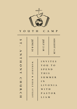 Youth religion camp Promotion in white Flyer A4 Design Template
