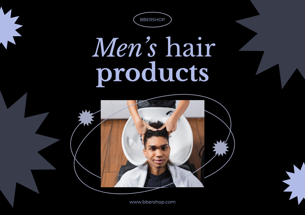 Designvorlage Men's Hair Products Sale Offer für Poster B2 Horizontal