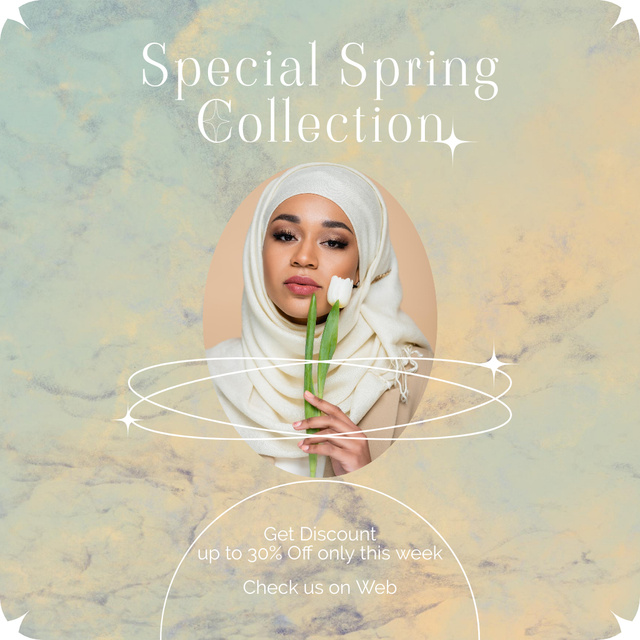 Designvorlage Special Spring Collection Ad with Beautiful Woman für Instagram AD