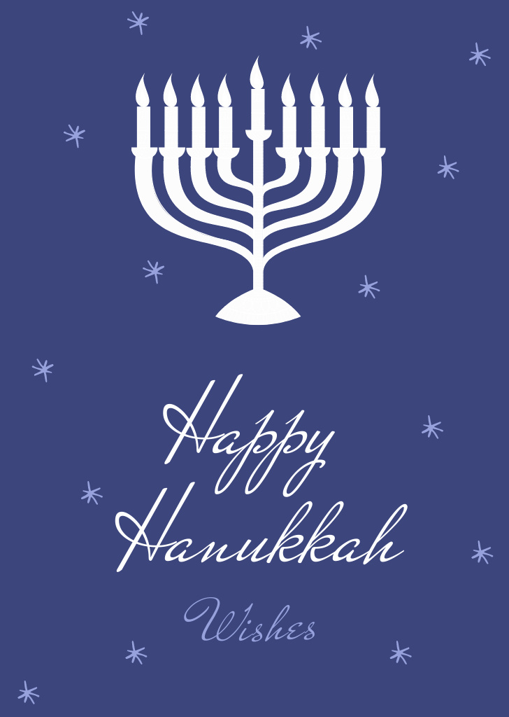 Hanukkah Holiday Greeting With Stars And Menorah Postcard A6 Vertical Design Template