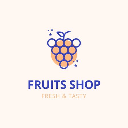 Fruit Shop Ad with Grapes Logo Tasarım Şablonu