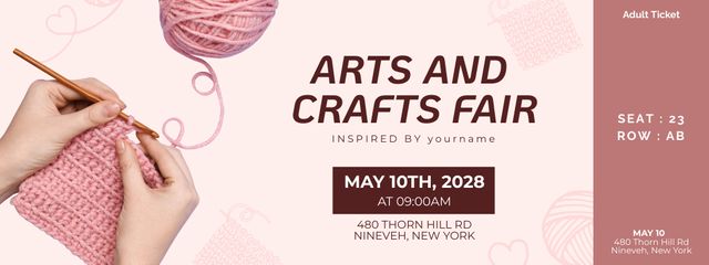 Art and Craft Fair Announcement on Pink Ticket – шаблон для дизайна