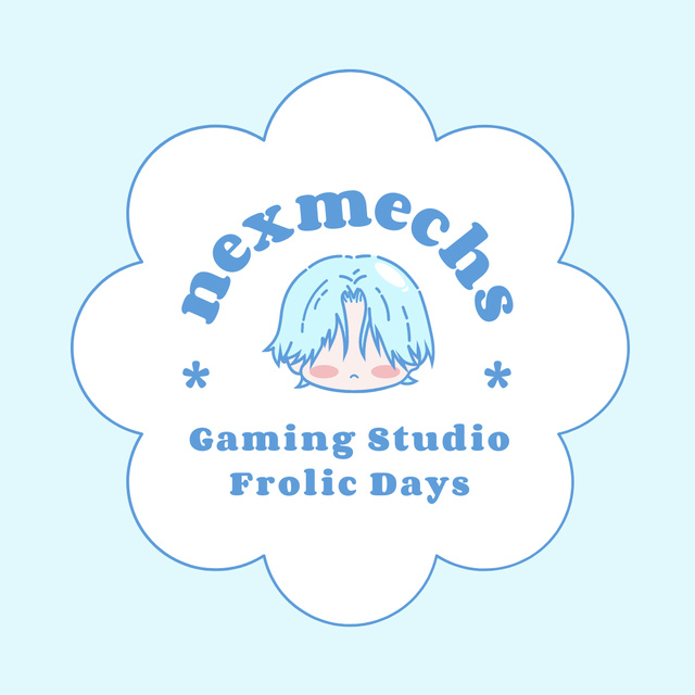 Gaming Studio Ad with Cute Virtual Character Logo Design Template