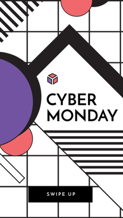 Szablon projektu specjalne cyber poniedziałek ogłoszenie sprzedaży na wzór geometryczny Instagram Story