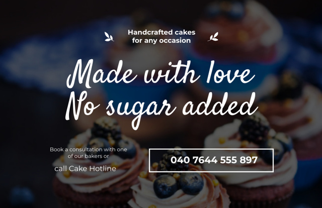 Bakery Shop Offer of Handmade Blueberry Cupcakes Flyer 5.5x8.5in Horizontal Šablona návrhu