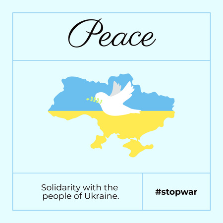 Designvorlage Call for Peace in Ukraine with Image of Dove für Instagram
