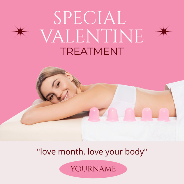 Valentine's Day Spa Special Treatment Offer Instagram AD Design Template