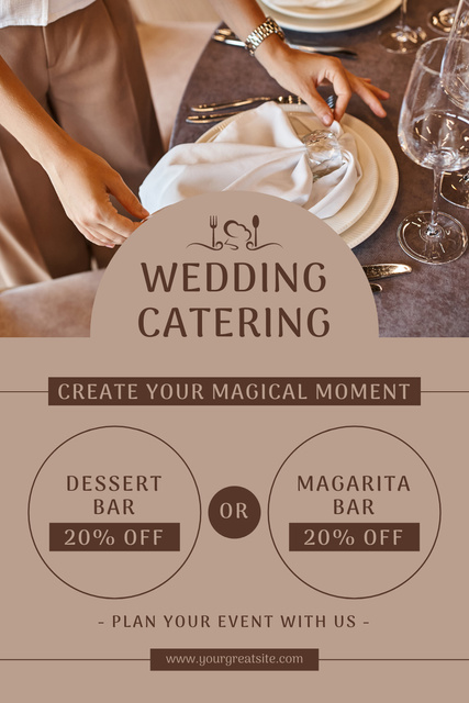Wedding Catering Services with Special Offer of Discount Pinterest Tasarım Şablonu