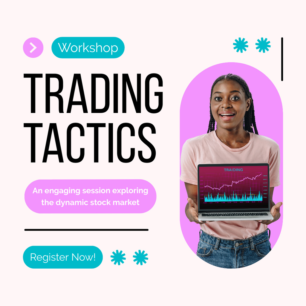 Ontwerpsjabloon van LinkedIn post van Workshop on Stock Trading Tactics