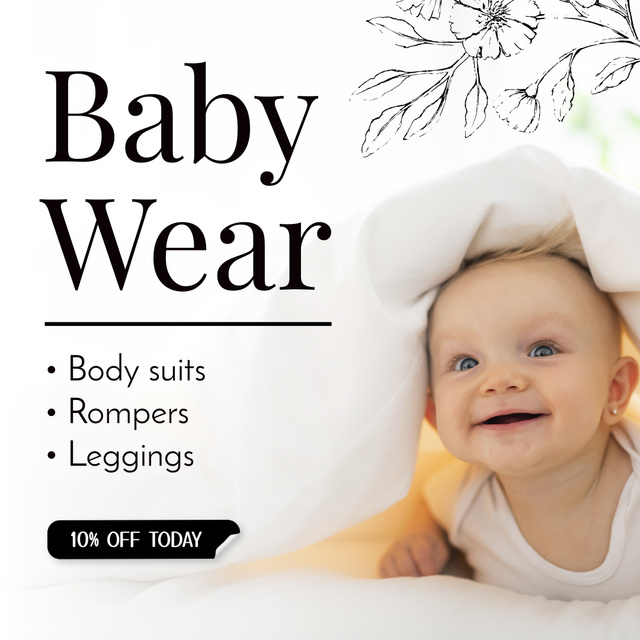 Various Baby Wear With Discount In White Animated Post Design Template