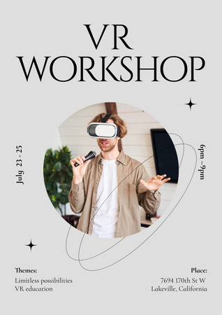Plantilla de diseño de Virtual Reality Workshop Announcement Poster 