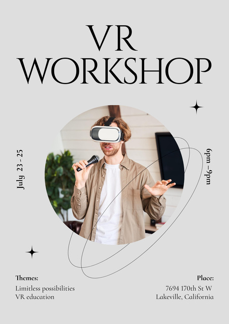 Platilla de diseño Virtual Reality Workshop Announcement Poster