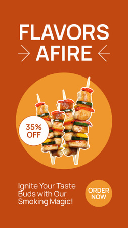 Oferta de venda de carne defumada e kebab em marrom Instagram Story Modelo de Design