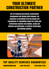Construction Company Ad with Confident Builders