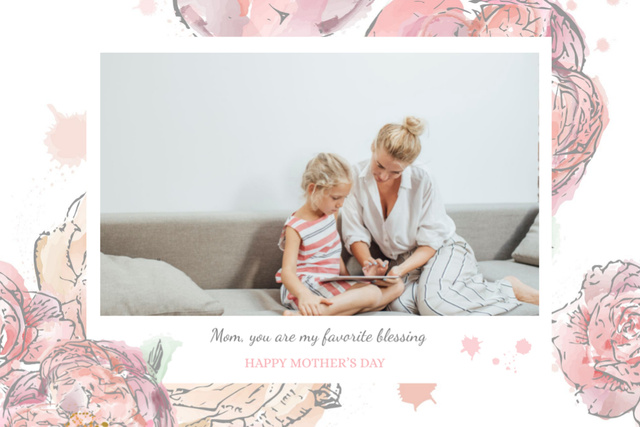 Platilla de diseño Memorable Mother's Day Wishes And Congrats With Child Postcard 4x6in