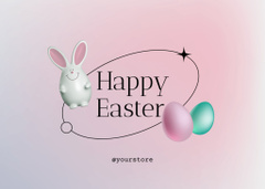 Happy Easter Day Greeting with Decorative Bunny and Painted Easter Eggs