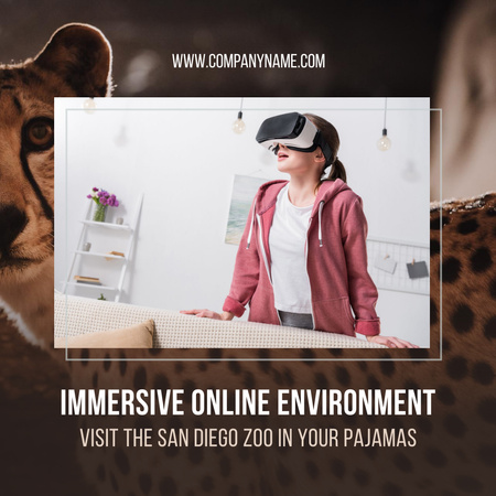 Plantilla de diseño de Immersive Online Tours Promotion with Kid in VR Glasses Instagram 