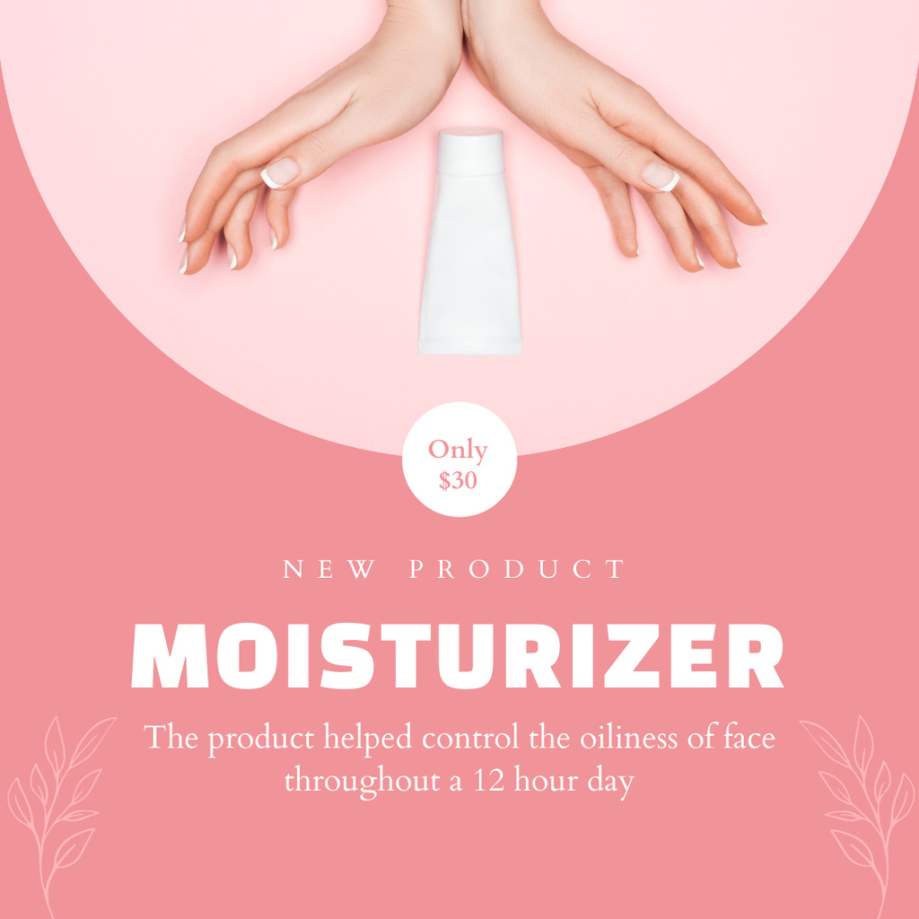 Platilla de diseño Face Moisturizer Offer With Description In Pink Instagram