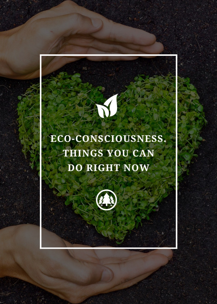Eco Quote on Heart of Leaves Flayer Design Template