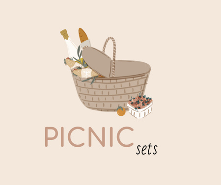 cesta de piquenique com comida Facebook Modelo de Design