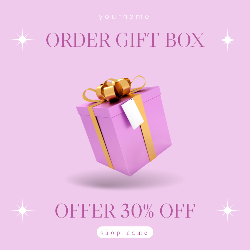 Designvorlage Gift Box Ordering Discount Purple für Instagram